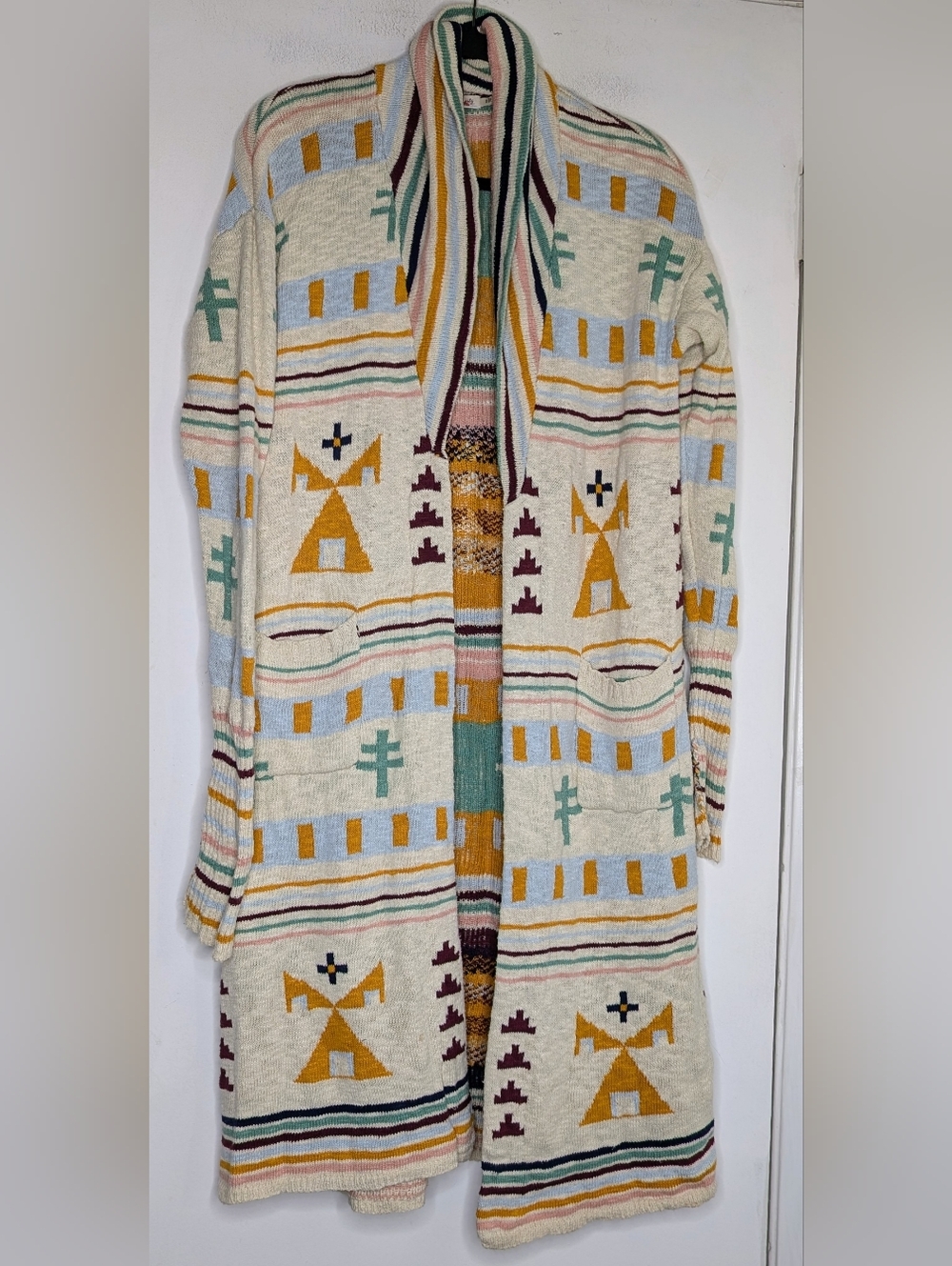 Faherty Yellowtail Paloma Duster Tipi Jacquard Cardigan Missing The Belt